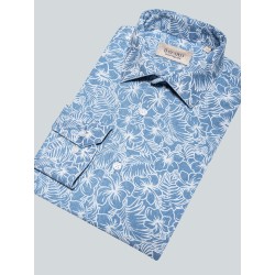 Chemise bleue à fleurs