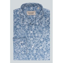 Chemise bleue à fleurs