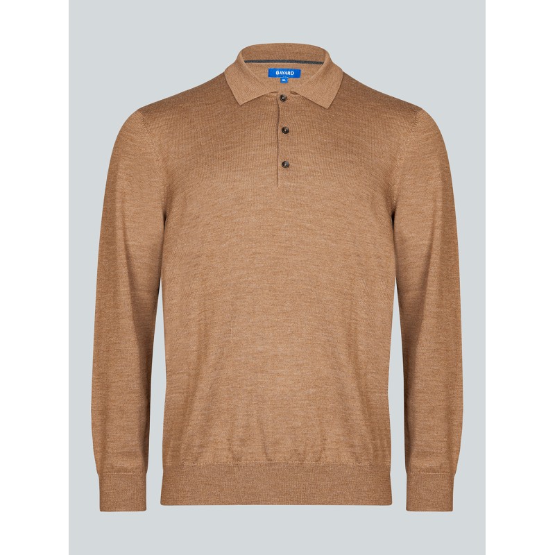 Pull col polo Becky en mérinos camel