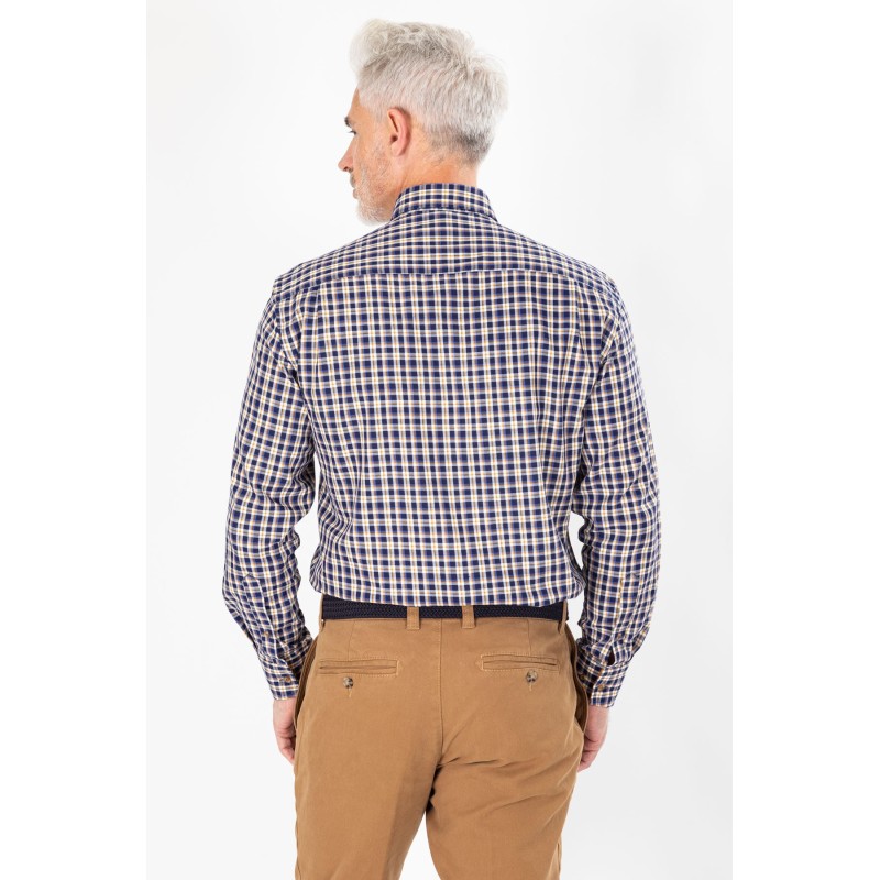 Chemise à carreaux homme coupe ajustée – Coloris marine – Bayard